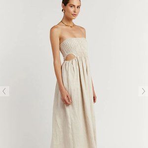 NWT DISSH Nell Natural Linen Midi Dress